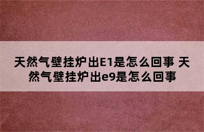 天然气壁挂炉出E1是怎么回事 天然气壁挂炉出e9是怎么回事